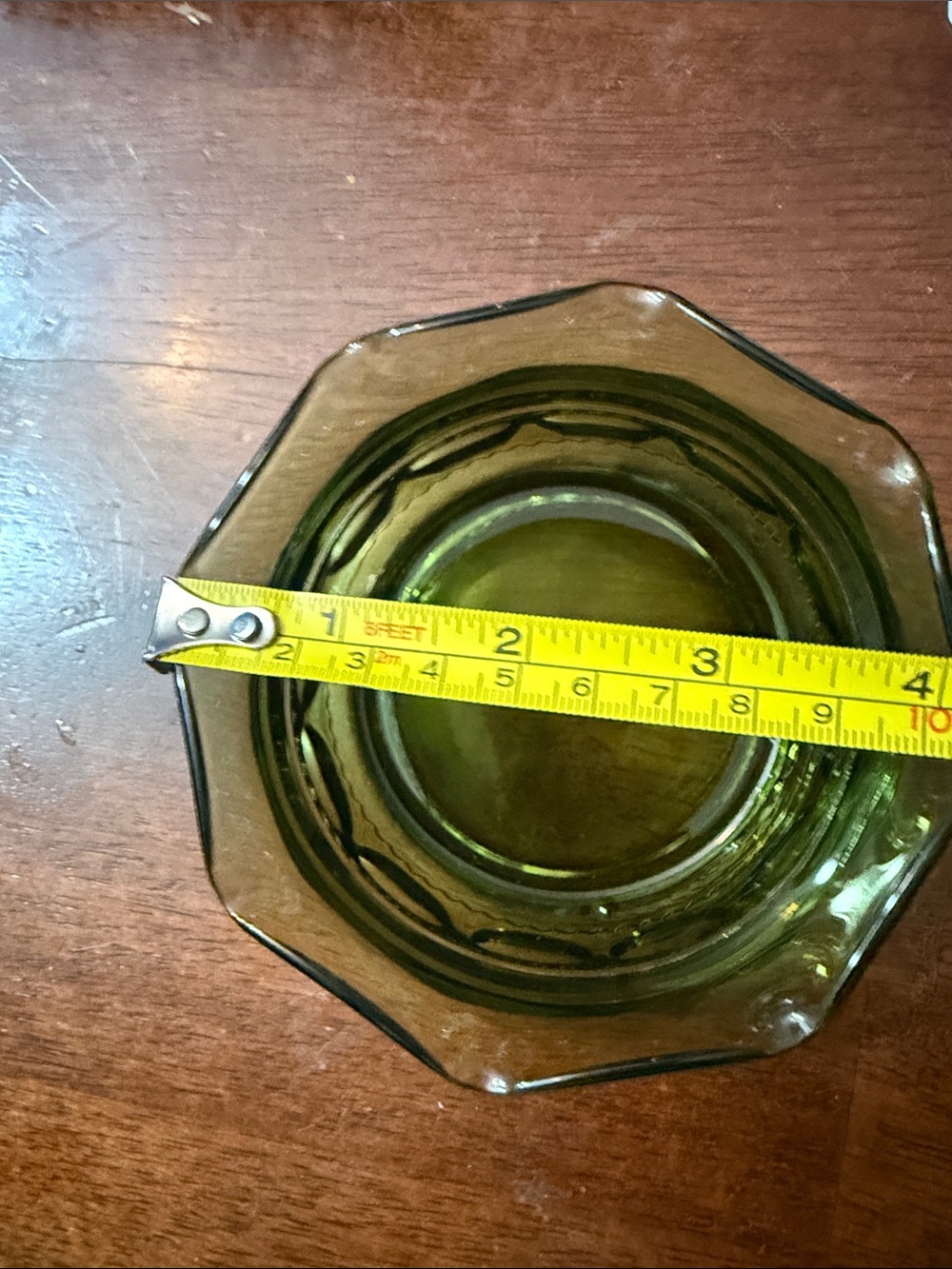 Indiana Glass Olive Green thumbprint Glass Bowl vintage candy dish - Picture 2 of 3